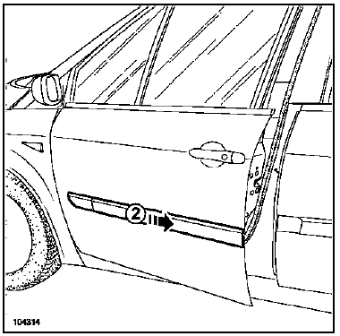 Dégager la baguette vers l'arrière du véhicule (2).